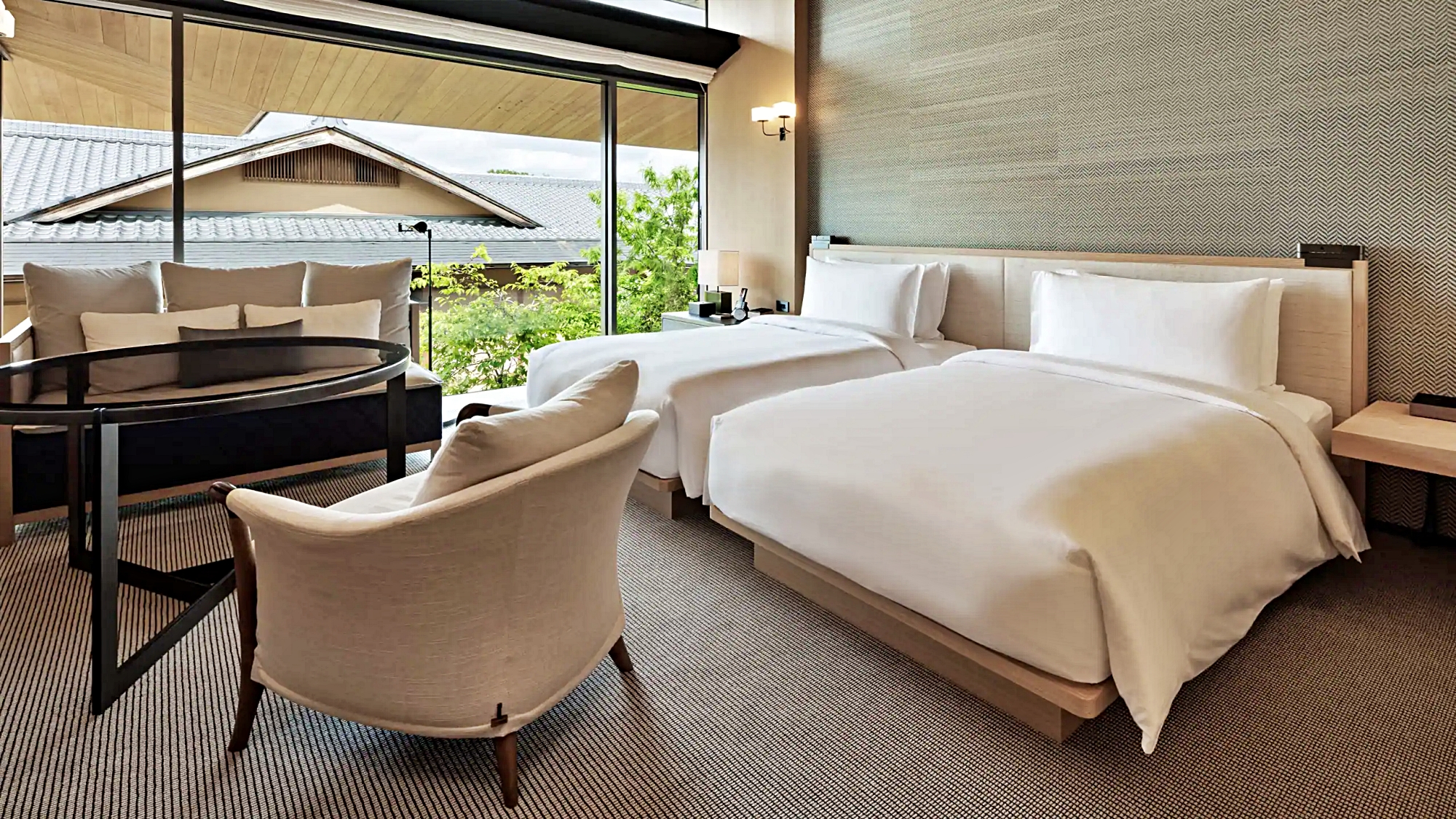 투 트윈 베드 가든 뷰